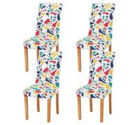 Sevdomey Fundas elásticas para sillas de comedor con patrón de terrazo, 4 piezas, fundas elásticas lavables con patrones navideños para cocina, sala de estar, decoración de bodas y fiestas
