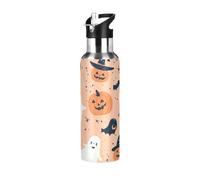 Sevdomey Ghosts and Witches' Hats - Botella de agua con tapa con pajilla, 20 onzas, botella de agua aislada al vacío de acero inoxidable para deportes, ciclismo, senderismo, gimnasio, escuela y hogar