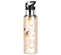 Sevdomey Ghosts and Witches' Hats - Botella de agua con tapa de popote, 32 onzas, botella de agua aislada al vacío de acero inoxidable para deportes, ciclismo, senderismo, gimnasio, escuela y hogar