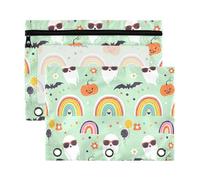 Sevdomey Ghosts Wearing - Estuche para lápices de 3 anillos con ventana transparente, paquete de 2 bolsas con cremallera para oficina, Fantasmas con gafas de sol, 7.08*9.85 inch, Bolsa para lápices