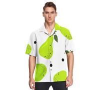 Sevdomey Green Pears - Camisa hawaiana de manga corta con botones para hombre, camisa informal perfecta para la playa y el verano, Peras verdes, M