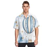 Sevdomey Hot Air Balloons - Camisa hawaiana de manga corta con botones para hombre, camisa informal perfecta para la playa y el verano, Globos de aire caliente, M