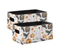 Sevdomey Juego de 2 cubos de almacenamiento de acuarela para Halloween, cubos de almacenamiento plegables para decoración del hogar, cestas de almacenamiento para juguetes, libros, estantes, armario