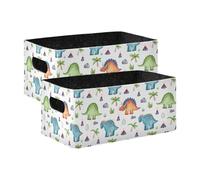 Sevdomey Juego de 2 cubos de almacenamiento de dinosaurios de acuarela, cubos de almacenamiento plegables para decoración del hogar, cestas de almacenamiento para juguetes, libros, estantes, armario