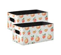 Sevdomey Juego de 2 cubos de almacenamiento de melocotones de acuarela, cubos de almacenamiento plegables para decoración del hogar, cestas de almacenamiento para juguetes, libros, estantes, armario