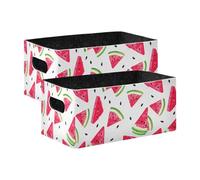 Sevdomey Juego de 2 cubos de almacenamiento de sandía de acuarela, cubos de almacenamiento plegables para decoración del hogar, cestas de almacenamiento para juguetes, libros, estantes, armario
