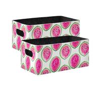 Sevdomey Juego de 2 cubos de almacenamiento de sandía de acuarela, cubos de almacenamiento plegables para decoración del hogar, cestas de almacenamiento para juguetes, libros, estantes, armario