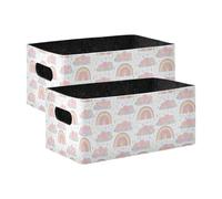 Sevdomey Juego de 2 cubos de almacenamiento plegables con diseño de arco iris de acuarela, para decoración del hogar, cestas de almacenamiento para juguetes, libros, estantes, armario, lavandería