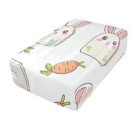 Sevdomey Kawaii Rabbit - Sábana bajera ajustable para colchón de aire, bolsillo extra profundo de 24 pulgadas, funda suave y transpirable con apertura de válvula de cremallera para cama inflable