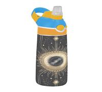 Sevdomey Magic Eyes - Botella de agua para niños y niñas, con pajilla, de acero inoxidable, aislada, a prueba de fugas, 480 ml, para escuela, guardería, viajes, deportes