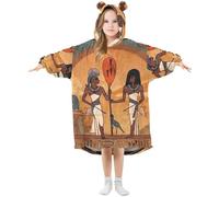 Sevdomey Manta con capucha de los faraones de los dioses egipcios para niños y niñas, manta de doble capa, sudadera de gran tamaño, Faraones de los dioses egipcios, M