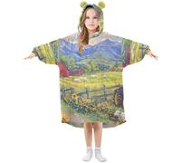 Sevdomey Manta con capucha de tractor rojo de granja para niños y niñas, sudadera de doble capa de gran tamaño, Tractor rojo de granja, S