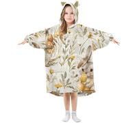 Sevdomey Manta de conejo de Pascua en acuarela para niños y niñas, sudadera con capucha de doble capa, sudadera de gran tamaño, Conejo de Pascua en acuarel, M