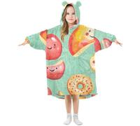 Sevdomey Manta de frutas de dibujos animados para niños y niñas, sudadera con capucha de doble capa, sudadera de gran tamaño, Fruta de dibujos animados, S