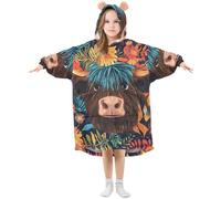 Sevdomey Manta de vaca de las Tierras Altas para niños y niñas, sudadera con capucha de doble capa, sudadera de gran tamaño, Bonita vaca de las tierras altas, S