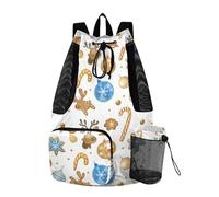 Sevdomey Mochila ligera con cordón ajustable de pan de jengibre de Navidad con bolsa húmeda y seca, natación, playa, viajes, deportes