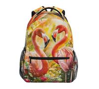 Sevdomey Mochila para laptop con diseño de flamencos de acuarela, impermeable, 15 L, elegante, ligera, con múltiples bolsillos para el trabajo, la escuela y los viajes