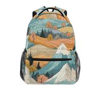 Sevdomey Mochila para laptop con diseño de montaña de dibujos animados, impermeable, 15 L, elegante, ligera, con múltiples bolsillos para el trabajo, la escuela y los viajes