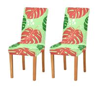 Sevdomey Monstera - Fundas elásticas para sillas de comedor, 2 piezas, fundas elásticas lavables con patrones navideños para cocina, sala de estar, decoración de bodas y fiestas