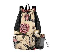 Sevdomey Old School Tattoo - Mochila ligera con cordón para gimnasio, bolsa húmeda y seca, natación, playa, viajes, deportes