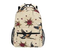Sevdomey Old School Tattoo - Mochila para laptop, impermeable, 15 L, elegante, ligera, con múltiples bolsillos para el trabajo, la escuela y los viajes