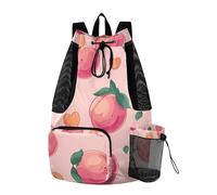 Sevdomey Peach - Mochila ligera con cordón para gimnasio, bolsa húmeda y seca, natación, playa, viajes, deportes