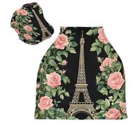 Sevdomey Roses and Eiffel Tower - Funda de asiento de coche para bebés recién nacidos, funda multiusos suave y transpirable para lactancia materna - Fundas de asiento de coche - Bufanda de lactancia