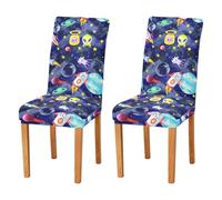 Sevdomey Space Rockets - Fundas elásticas para sillas de comedor, 2 piezas, fundas elásticas lavables con patrones navideños para cocina, sala de estar, decoración de bodas y fiestas