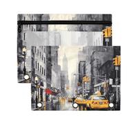 Sevdomey Streets of Paris - Estuche para lápices de 3 anillos con ventana transparente, paquete de 2 bolsas con cremallera para oficina, Calles de París, 7.08*9.85 inch, Bolsa para lápices