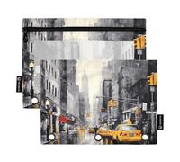 Sevdomey Streets of Paris - Estuche para lápices de 3 Anillos con Ventana Transparente, Paquete de 2 Bolsas con Cremallera para Oficina, Calles de París, 7.08 * 9.84 Inch, Bolsa para lápices