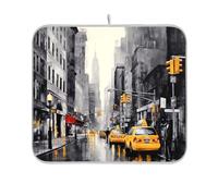 Sevdomey Streets of Paris - Tapete de secado de platos para encimera de cocina, secado rápido, altamente absorbente, con respaldo de goma antideslizante, 16 x 18 pulgadas