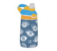 Sevdomey Stylized Eyes - Botella de agua para niños con pajilla, de acero inoxidable, aislada, a prueba de fugas, 480 ml, para escuela, guardería, viajes, deportes