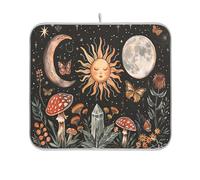 Sevdomey Sun Moon and Stars - Tapete de secado de platos para encimera de cocina, secado rápido, altamente absorbente, con respaldo de goma antideslizante, 16 x 18 pulgadas