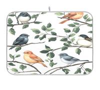 Sevdomey Tapete de secado de platos de ramas posadas para encimera de cocina, secado rápido, altamente absorbente, con respaldo de goma antideslizante, 18 x 24 pulgadas