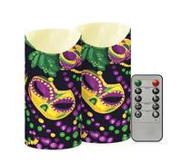 Sevdomey Velas sin llama de Mardi Gras con control remoto, velas de llama realistas, temporizador de 24 horas, funciona con pilas, velas LED para decoración del hogar