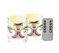 Sevdomey Velas sin llama de Mardi Gras con control remoto, velas de llama realistas, temporizador de 24 horas, funciona con pilas, velas LED para decoración del hogar