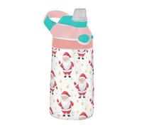 Sevdomey Whimsical - Botella de agua para niños y niñas, diseño de Papá Noel con pajilla, de acero inoxidable, aislada, a prueba de fugas, 480 ml, para escuela, guardería, viajes, deportes