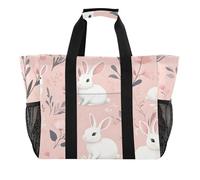 Sevdomey White Rabbits - Bolsa de playa grande de lona impermeable con bolsillos para mujer, viajes, gimnasio, piscina