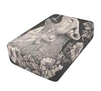 Sevdomey White Wolf Howling - Sábana bajera ajustable para colchón de aire, bolsillo extra profundo de 24 pulgadas, funda suave y transpirable con apertura de válvula de cremallera para cama de aire