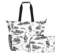 Sevdomey Wild West Cowboys - Bolsa de playa grande de 36 L con compartimento húmedo y seco, impermeable, para viajes, gimnasio, piscina, natación, a prueba de arena