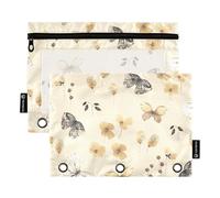 Sevdomey Wildlife - Estuche para lápices de Mariposa de 3 Anillos con Ventana Transparente, Paquete de 2 Bolsas con Cremallera para Oficina, Mariposa de Vida Salvaje, 7.08 * 9.84 Inch, Bolsa para