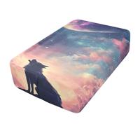 Sevdomey Wolf Howling - Sábana bajera ajustable para colchón de aire, bolsillo extra profundo de 24 pulgadas, funda suave y transpirable con apertura de válvula de cremallera para cama de aire