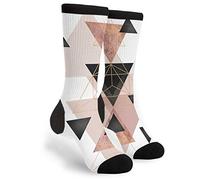 SEVEBJ Calcetines de tubo con diseño de triángulos geométricos en color rubor y oro rosa, con estampado 3D, divertidos, coloridos, novedosos, gráficos, como se muestra en la imagen