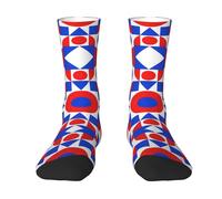 SEVEBJ Calcetines divertidos con estampado de tres formas diagonales para mujeres y hombres, calcetines suaves y transpirables para decoración deportiva diaria, mezcla colorida, Mosaico circular