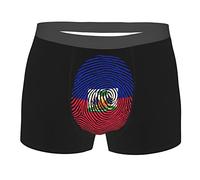 SEVEBJ Irish - Calzoncillos tipo bóxer para hombre, transpirables, elásticos, con bolsa, para hombres y jóvenes, Huella dactilar de la bandera de Hait, L