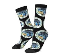 SEVEBJ Seal Of Monterey County, California, calcetines para mujeres y hombres, calcetines deportivos acolchados casuales, calcetines absorbentes 2, negro-1, 2 Negro-1, Altoa única