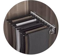 SEVEEZ WUZM Pantalonero Extraible para Armario, 9 Brazos Acero Pantalonero Extensible Montaje Lateral Ahorro De Espacio para Bufanda Ropa Organizador De Pantalones