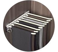 SEVEEZ WUZM Pantalonero Extraible para Armario, 9 Brazos Acero Pantalonero Extensible Montaje Lateral Ahorro De Espacio para Bufanda Ropa Organizador De Pantalones