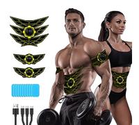 SEVEKO Abdominales Electroestimulacion, Electroestimulador Muscular Abdominales, EMS Cinturón Muscular Abdominal, 8 Modos y 15 Intensidades, 10 Hidrogeles de Repuesto (Amarillo)