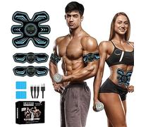 SEVEKO Electroestimulador Muscular Abdominales, EMS Estimulador Abdominal, Abdominales en Casa, Cinturon Electroestimulador Abdominales, 8 Modos y 15 Intensidades, 10 Hidrogeles de Repuesto (Azul)